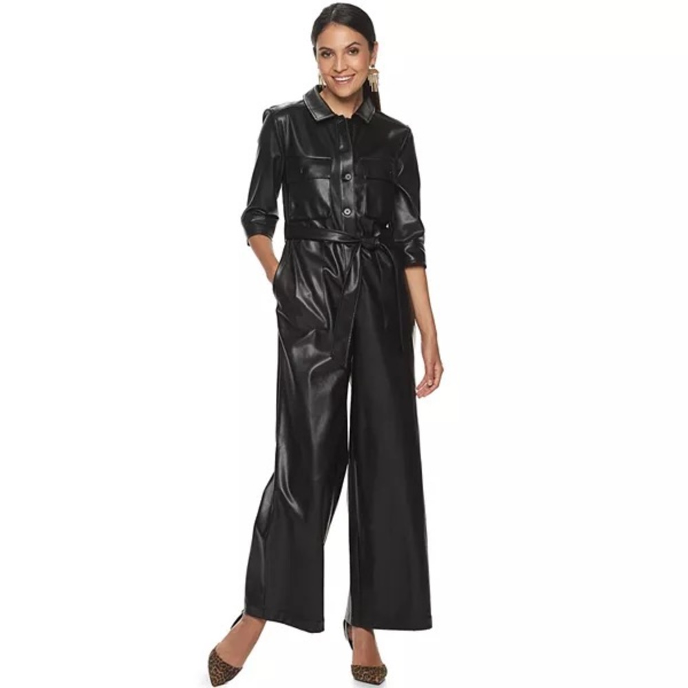 Cara Santana x Apt 9 Faux Leather Pleather Suit Jumper